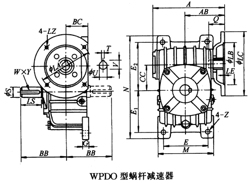 WPDO蜗轮减速机安装尺寸
